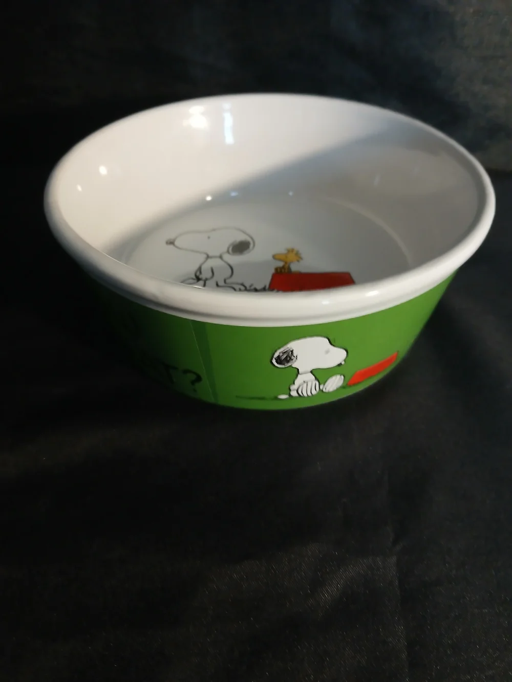 Ceramic Dog Bowl with Snoopy & Woodstock 'More Please' – White